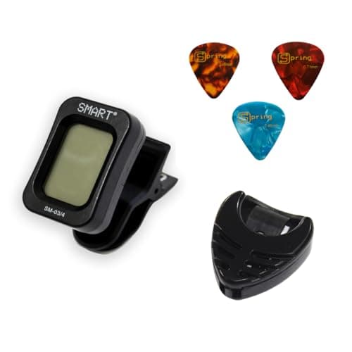 Kit Afinador Digital Smart SM-03/4 Palheta e Porta Palheta com Três Palhetas Coloridas