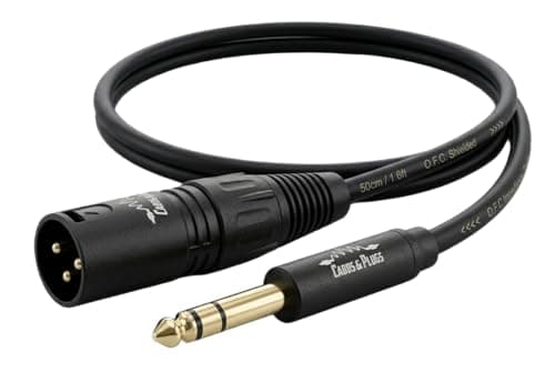 Cabo XLR Macho para P10 Stereo TRS, preto, 0,5m, conectores dourados, Cables & Plugs