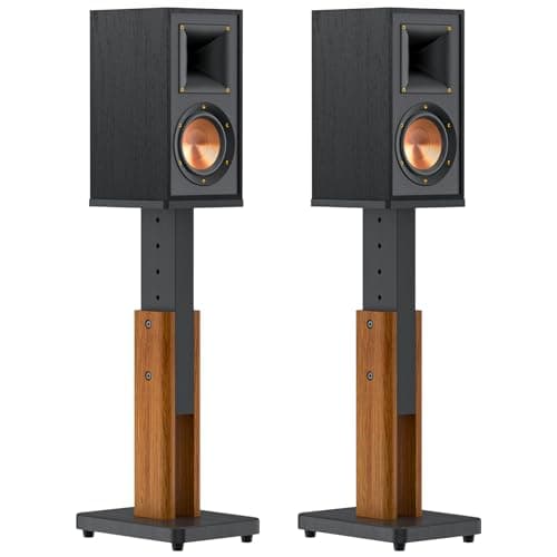 Par de suportes de alto-falante ajustáveis em altura para monitor de estúdio e estante de livros - Suportes de alto-falante de piso de grão de madeira para Klipsch, ELAC, JBL, KEF, alto-falante