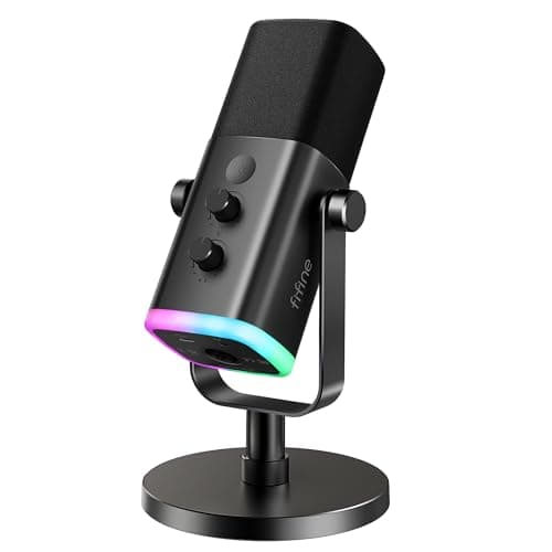 Microfone FIFINE AM8 com RGB e suporte de mesa, preto