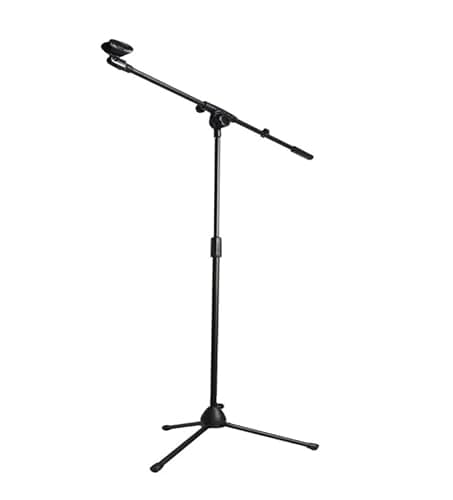 Suporte girafa preto para microfone profissional com haste articulada