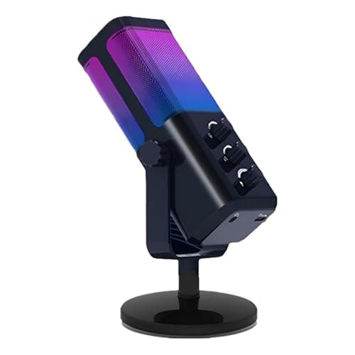 Microfone Condensador Rgb Gamer Tipo C Ps5 Pc Celular Live (Base de Mesa)