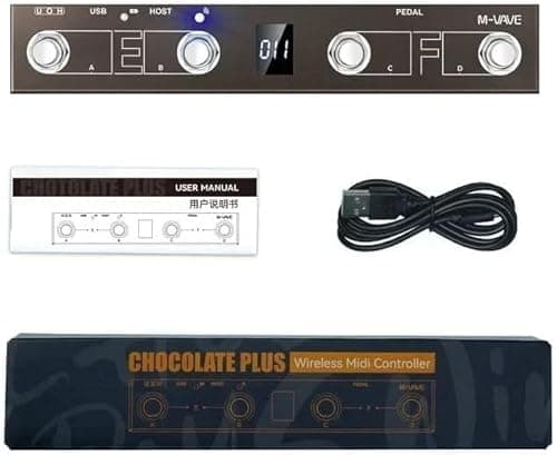 Controlador MIDI M-VAVE Chocolate Plus, Sem Fio, 4 Botões Foot Switch, Interface Host, Bateria 12h, Compatível Windows/Mac/iOS/Android