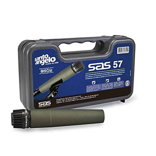 Microfone dinâmico Santo Ângelo Sas57 em estojo preto e azul