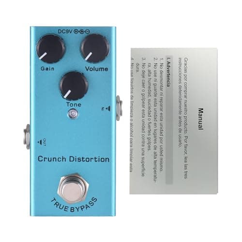 Hosioe Pedal de Efeitos de Distorção Guitarra Elétrica Com Botão Controles Versáteis Efeito Distorção Guitarra Elétrica para Músicos Alumínio Azul 1,3 Polegadas