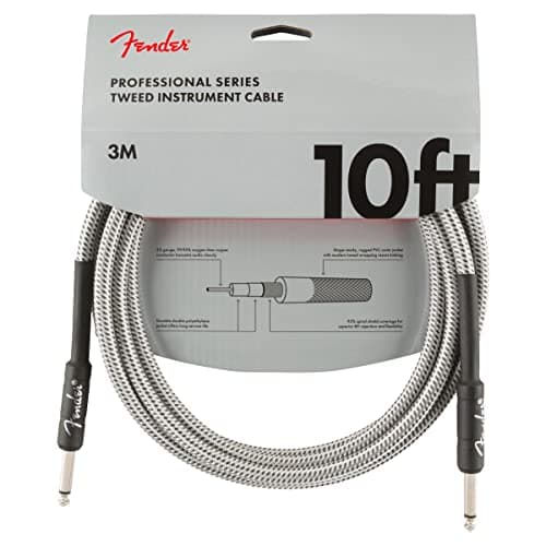 Cabo de instrumento Fender Professional Series em Tweed Branco, 3M, 10 pés