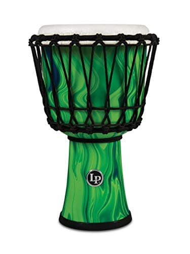 Djembe verde mármore da Latin Percussion World Collection com acabamento em preto e branco