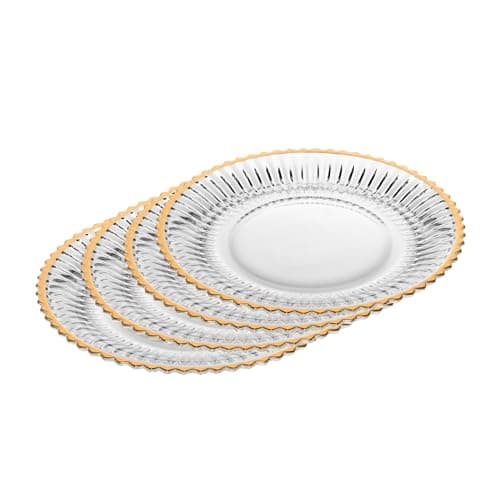 WOLFF - Conjunto 4 Pratos para Sobremesa com Fio de Ouro Império 20cm Cristal