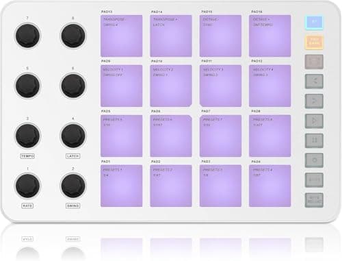 Controlador MIDI M-VAVE SMC-PAD VEDO com 16 almofadas RGB e 8 botões atribuíveis