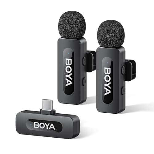 Microfone sem Fio BOYA BY-V20 para iPhone 15/16, Android e Laptop, USB-C, Alcance 100m, Bateria 9h, Redução de Ruído