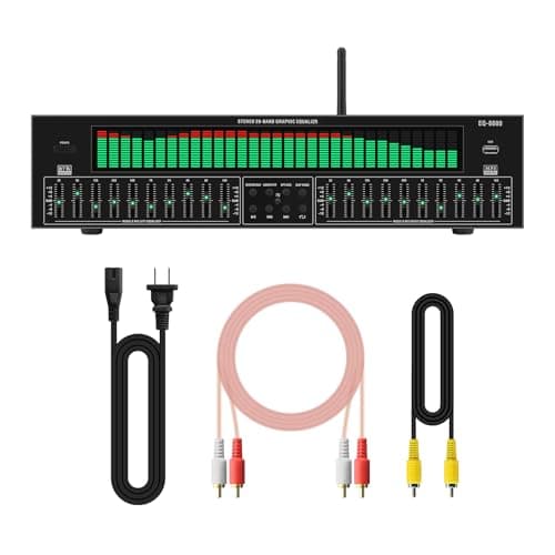 Processador de áudio digital EQ8000 de 31 bandas com visor de espectro LED, decodificador óptico e coaxial, reprodução USB