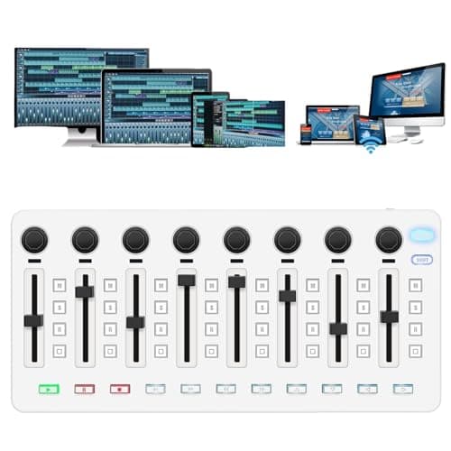 VEDO M-VAVE SMC-Mixer, Controlador MIDI, sem fio Console de mixagem Conexão BT Controlador USB Mixer, 43 Botões, 8 Botões de Pressão, 8 Knobs para a maioria dos Instrumentos Eletroacústicos