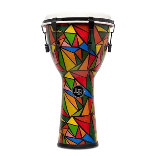 Djembe World Beat MT 29 cm com acabamento mecânico, multicolorido, fundo branco