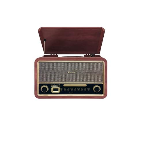 Raveo Vitrola Turner com Toca-discos de 3 velocidades, Rádio FM, CD e Cassete players, USB (reproduz e grava), entrada e saída auxiliares e tecnologia de conexão Bluetooth.