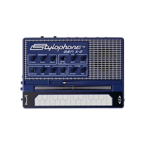 Stylophone Sintetizador analógico portátil GENX-2 com alto-falante embutido, LFO, filtro, atraso analógico e saída CV/Gate | Teclado sintetizador | Instrumento musical de sintetizador