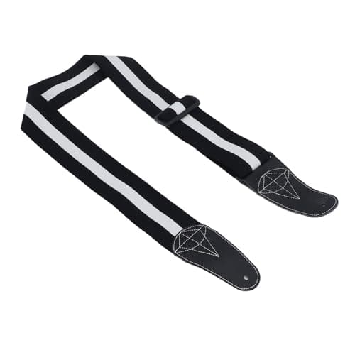 Alomejor Correia para Guitarra, Macia, Confortável e Elástica Em Algodão, para Guitarra Acústica e Elétrica, Com Bolso para Palheta, para Banjo, Bandurria e Outros Instrumentos de corda. (Preto e