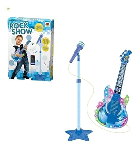 Guitarra infantil com microfone pedestal azul da Rock Show da DM Toys