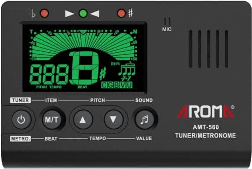 Sintonizador digital e metrônomo AROM AMT-560 para instrumentos musicais