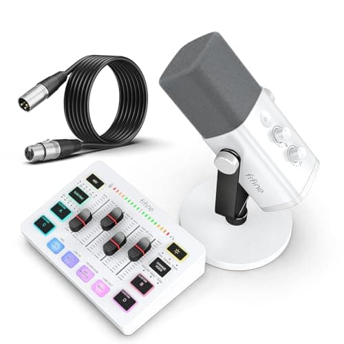 Kit de microfone FIFINE para jogos com mixer de áudio e cabo de conexão