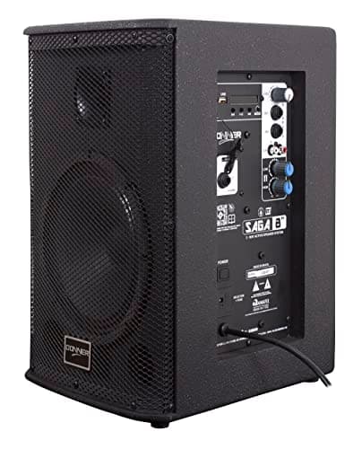 Caixa de som acústica preta Saga 8 ativa Bluetooth FM igreja bar