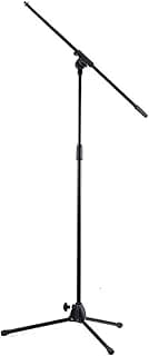 Pedestal para microfone Aweda AMS-1154B, aço preto, ajustável, base dobrável