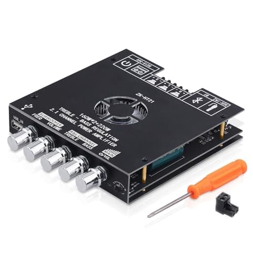 Placa amplificadora Bluetooth, ZK-HT21 2.1 canais 160W x 2+220W subwoofer estéreo mini módulo amplificador de potência de áudio TDA7498E Chips HiFi, entrada BT USB AUX DC 15-36V para alto-falantes