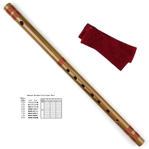 Flauta Shinobue Japonesa Instrumento Musical de Flauta de Bambu Artesanal 7/8 Hon (8Hon com Linha Vermelha)