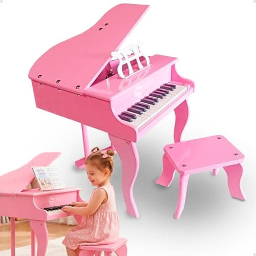 Piano De Cauda Musical Infantil Acústico 30 Teclas Com Banco