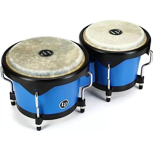 Latin Percussion Bongo da série Discovery de 16 cm e 19 cm com tambor de bolsa de transporte grátis, carro de corrida azul, (LP601D-DB-K)