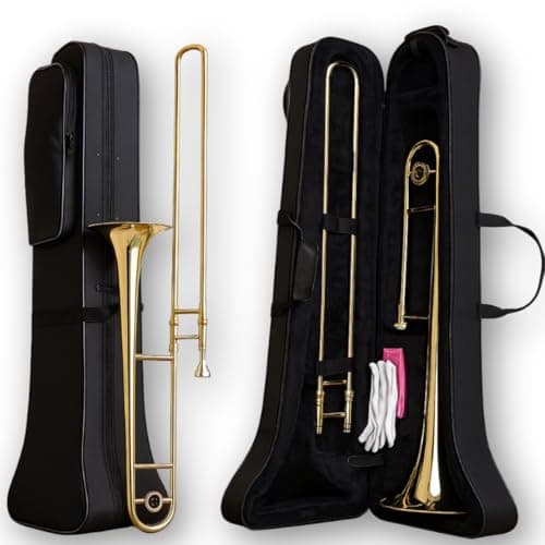 Trombone De Vara Laqueado Com case profissional iniciante Trombone De Vara Tenor Bb Laqueado com Case Estojo Incluso Instrumento Musical Profissional e Para Iniciantes com Som Claro Alta Durabilidade