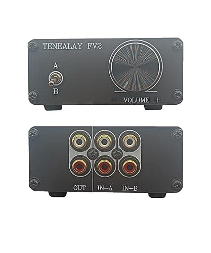 Pré-amplificador de áudio estéreo passivo TENEALAY FV2 com controle de volume e seletor de interruptor A/B