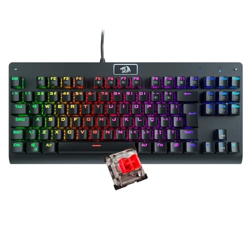 Teclado Mecânico Gamer Redragon Dark Avenger Preto RGB Switch Vermelho K568RGB-2