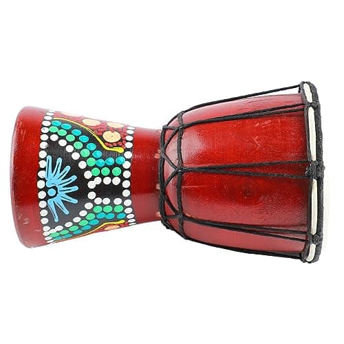 Tambor Africano Vermelho com Decoração Colorida - SPYMINNPOO