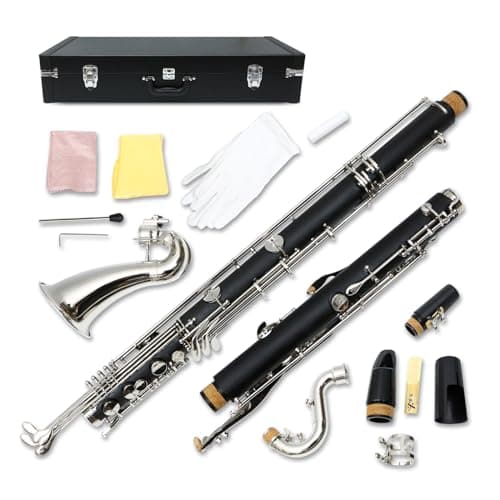 WUQIMUSC Clarinete baixo profissional baixo C prata niquelado com estojo instrumento musical som rico estudante clarinete (baixo C)