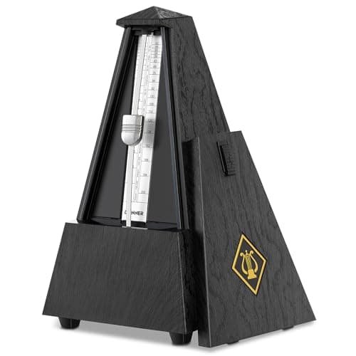 Donner Metrônomo mecânico para piano guitarra tambor violino saxofone músico, ritmo e ritmo de faixa, som alto, movimento de aço, DPM-1, preto