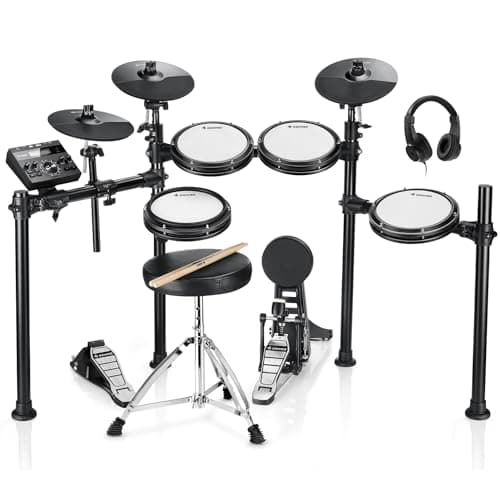 Conjunto de bateria eletrônica Donner DED-200 com peles de malha e 450 sons