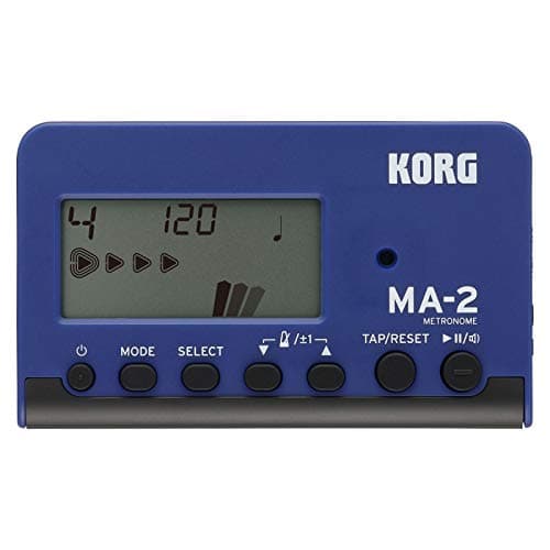 Korg Metrônomo digital MA-2 para instrumentos orquestrais com tela grande e 400 horas de vida útil da bateria - azul/preto