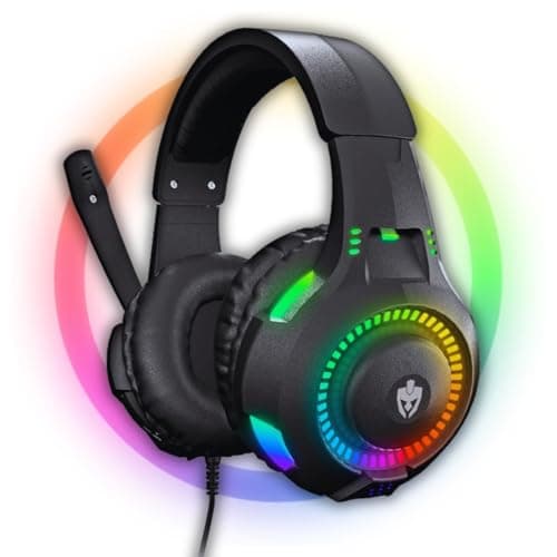 Fone De Ouvido Headset Gamer Luz Led RGB Compatível com Computador, Celular, Video Games