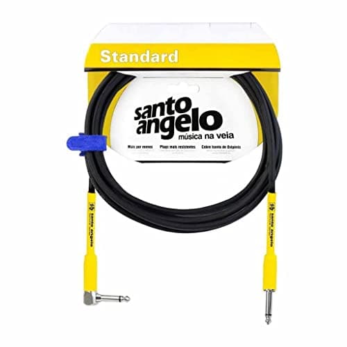 Cabo Santo Angelo Samurai P10 x P10 em L 3,05M 10FT preto com conectores amarelos