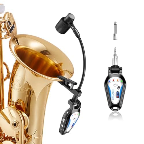 KIMAFUN Microfone de Saxofone Sem Fio 2,4G, Transmissor e Receptor, Ouro, G120