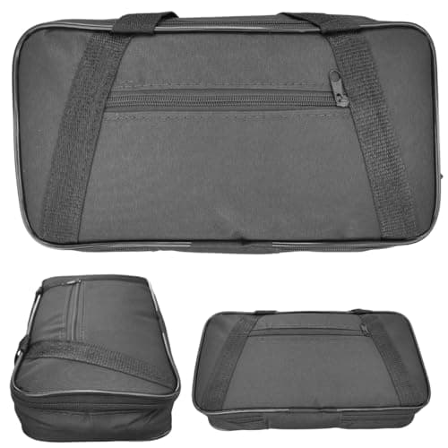 Capa para pedaleira Boss GT-100 com compartimento principal e dois compartimentos laterais, cinza escuro, fundo branco.
