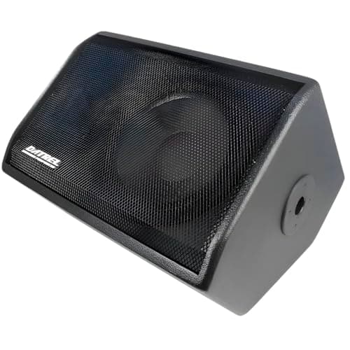 Caixa de som ativa de 12 polegadas Datrel, preto, com logo branco, frontal.