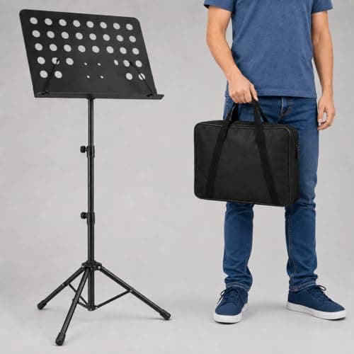 kit Estante de Partitura Reforçada Maestro para Músicos com Pastas Ajustáveis maisCapa Almofadada Acolchoada Espumada Forrada Macia Revestida Dobrável Profissional Regulável