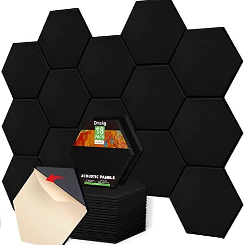 Pacote com 18 painéis acústicos - 30,5 cm x 25,5 cm x 1 cm painéis de parede autoadesivos à prova de som, painel de absorção de som de alta densidade, painel de tratamento acústico usado em casa e