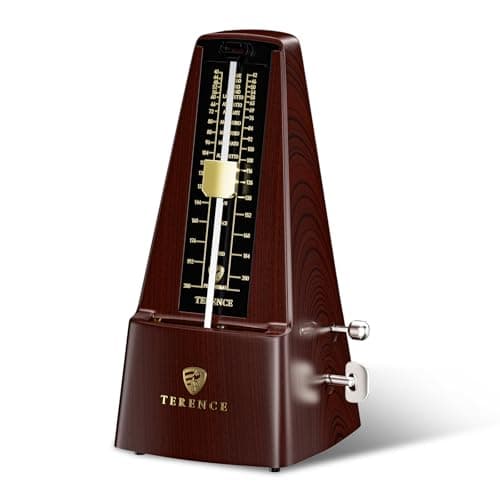 Metrônomo mecânico para piano, guitarra, violino, baixo e outros instrumentos musicais, som alto e ritmo de trilha de alta precisão, metrônomo portátil para iniciantes (grão de madeira)