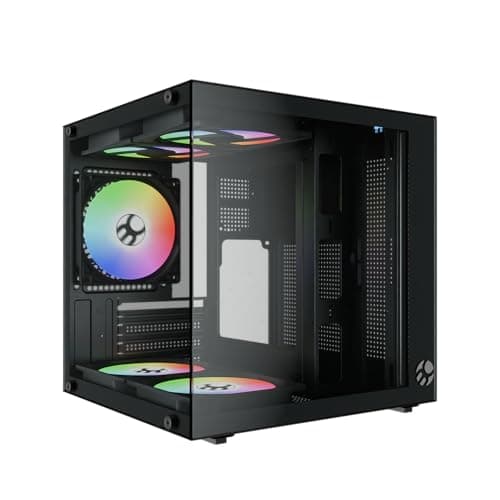 Gabinete Gamer Aquário Life Pro MICRO-ATX, MINI-ITX com 5 Fans Rainbow - Bluecase (Preto)