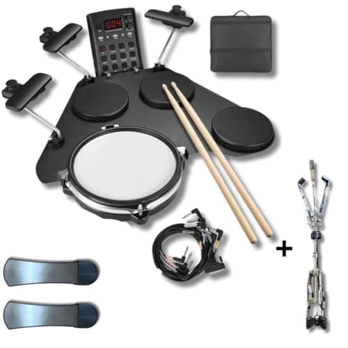 Bateria eletrônica portátil Seven CPD-1000 com suporte, pedais e baquetas