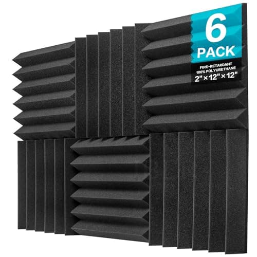 JBER Pacote com 6 painéis de espuma acústica, 5 x 30 x 30 cm, painéis à prova de som, resistente ao fogo, à prova de som, espuma de tratamento acústico (1,8 metros quadrados, carvão)