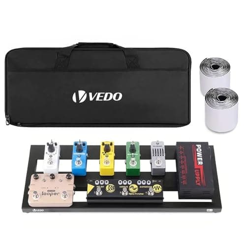 VEDO Pedalboard para guitarra em liga de alumínio, 20'' x 8'', com bolsa.
