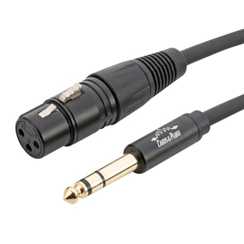 Cabo XLR fêmea com conector P10 Stereo TRS, preto, 2m, fio de cobre OFC, CARBS & PLUGS